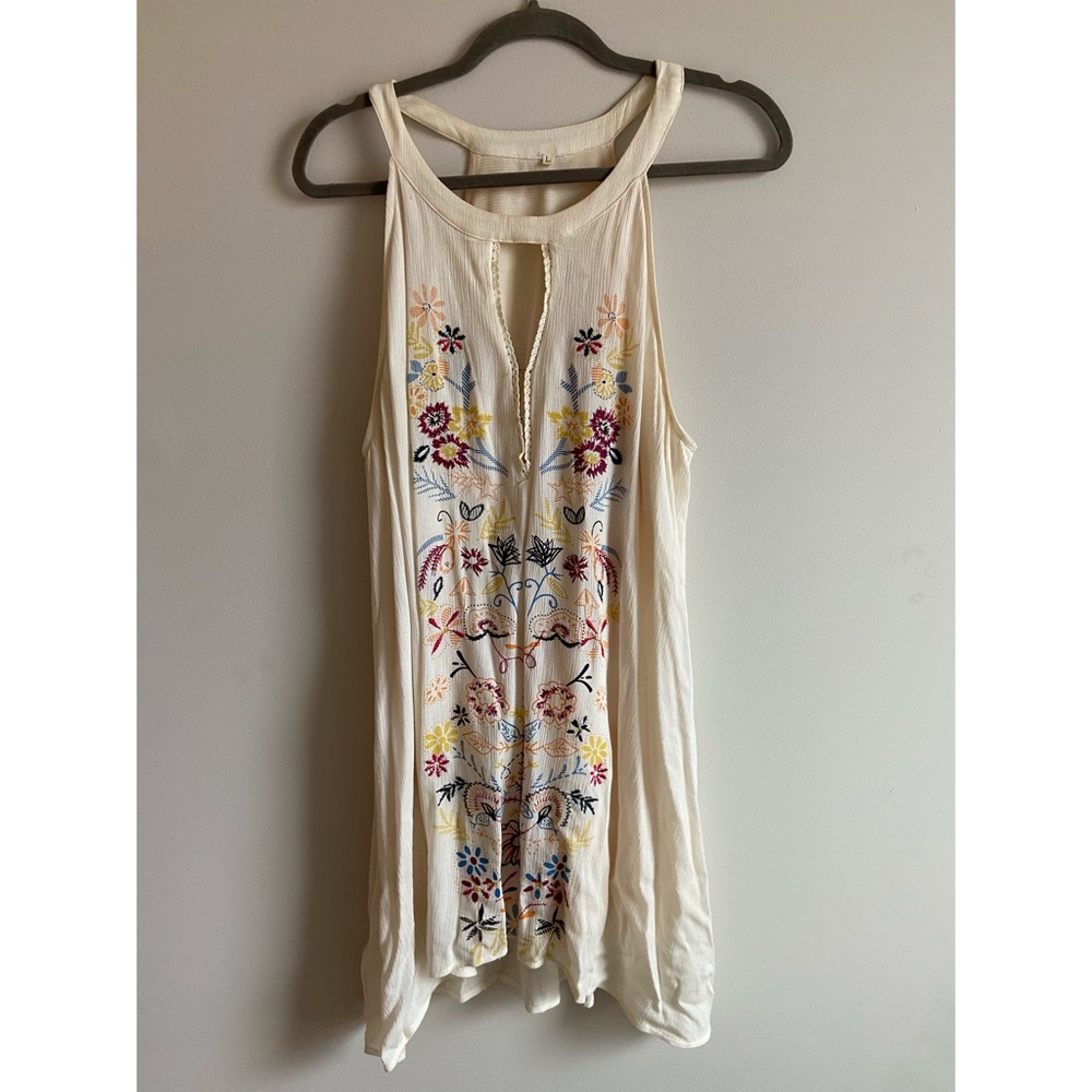 Embroidered cream handkerchief dress